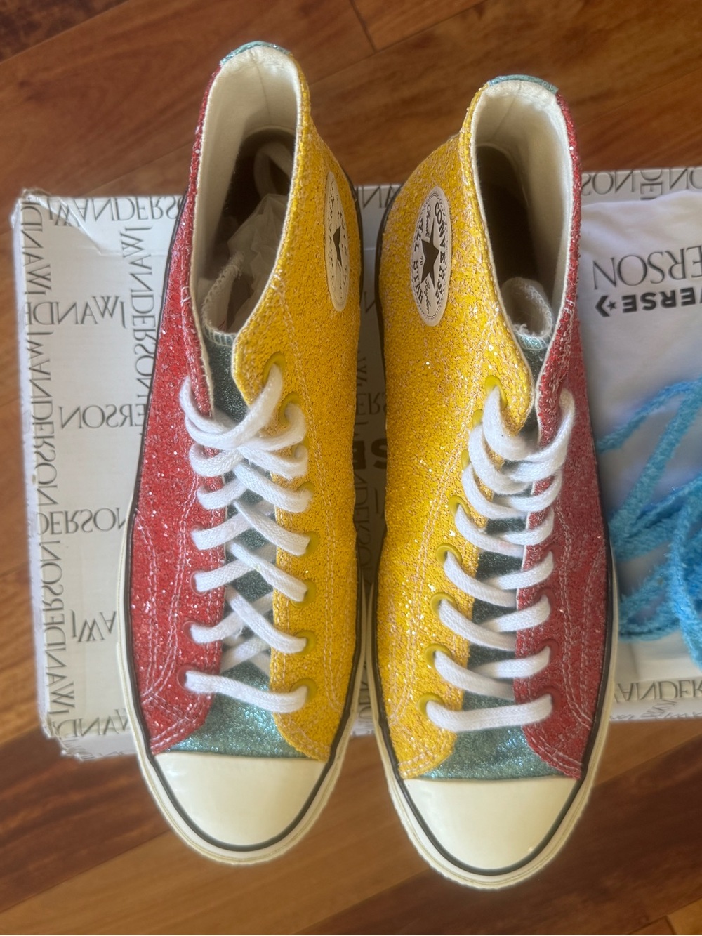 JW Anderson All Star Chuck Taylor HI Glitter Lace-Up Sneakers - Picture 9 of 12